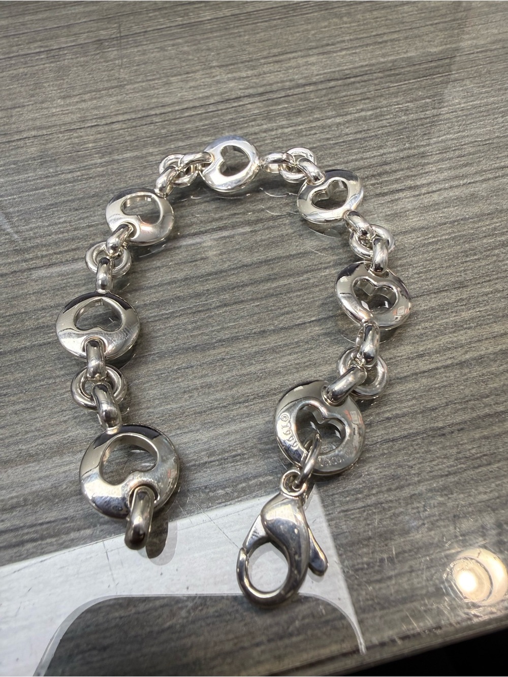 Sterling Silver Tiffany & co . Heart Link Bracelet - Silver